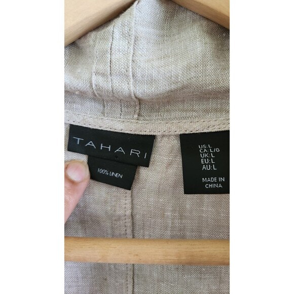 Tahari women's 100% Linen white Tunic open front jacket coat Size large - Picture 2 of 6